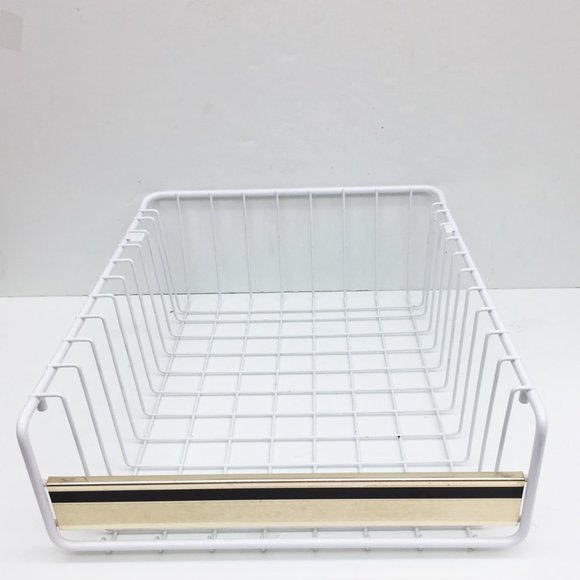 Whirlpool Refrigerator Freezer Basket White Gold Metal Trim Vintage 15x12x4.5 - Picture 2 of 5